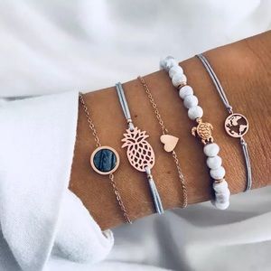 🎉 New Pineapple Turtle Earth Boho Bracelet Set